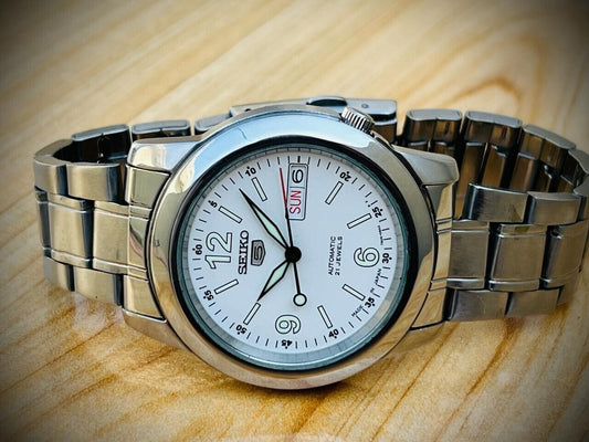 Seiko 5 Automatic 21 Jewels White Dial 7S26-02W0 39mm Men’s Watch