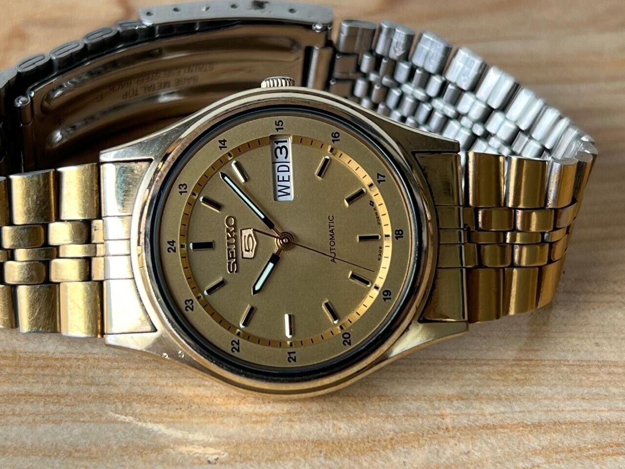 Vintage Seiko 5 Gold Dial 6309-8920 Automatic 35mm Men’s Watch, Perfect