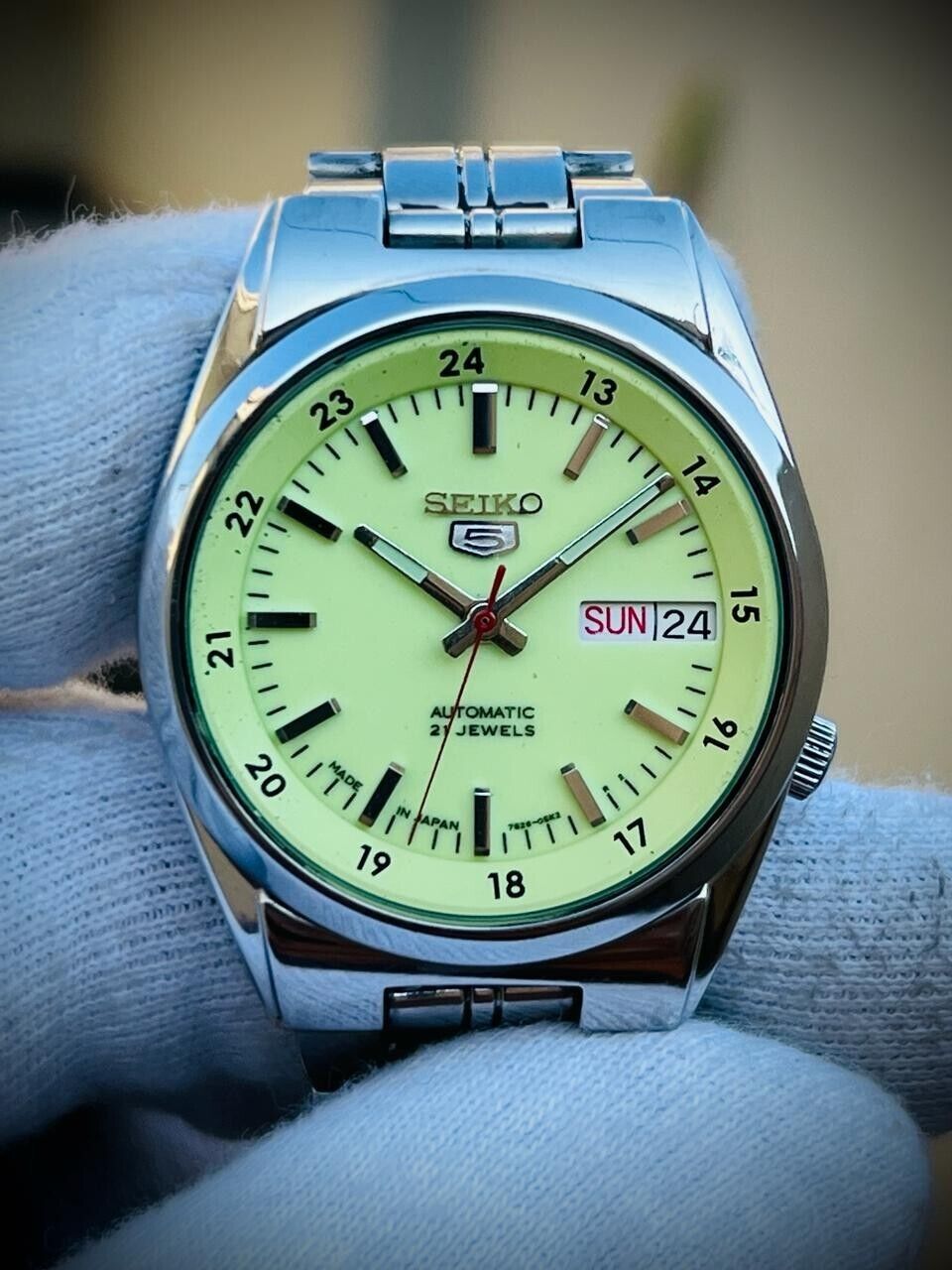 Seiko 5 Automatic Railway Radium Dial 21 Jewels 7s26-02F0, 37mm Mens Watch