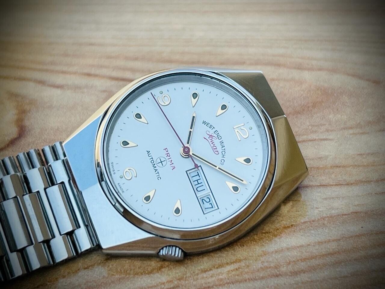 Vintage West End Rare White Dial 36mm Automatic Gents Watch Swiss Made, Perfect