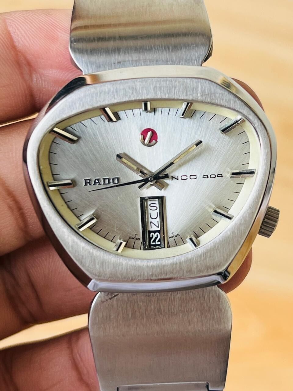 Vintage Rado NCC 404 NOS Silver Dial Automatic Mens Watch, Ultra Rare