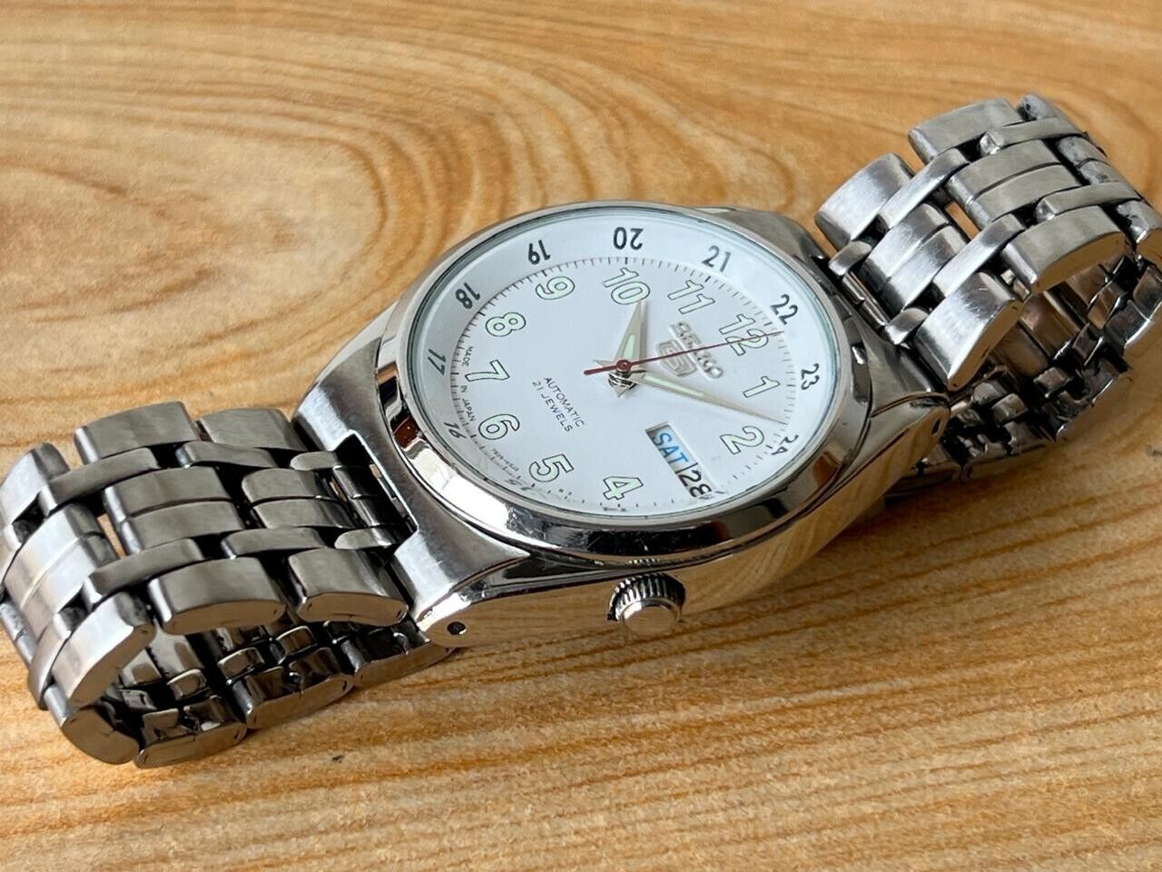Seiko 5 Railway Dial 7s26-02c0 Automatic 21 Jewels 35mm Men’s Watch, Perfect