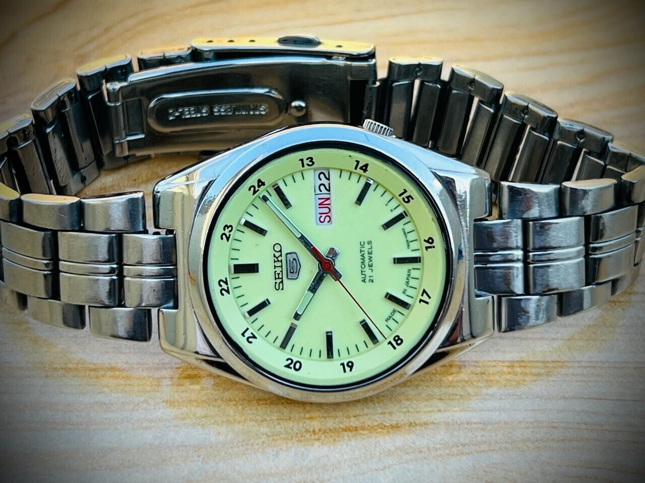 Seiko 5 Automatic Railway Radium Dial 21 Jewels 7s26-00X0, 36mm Gents Watch #804