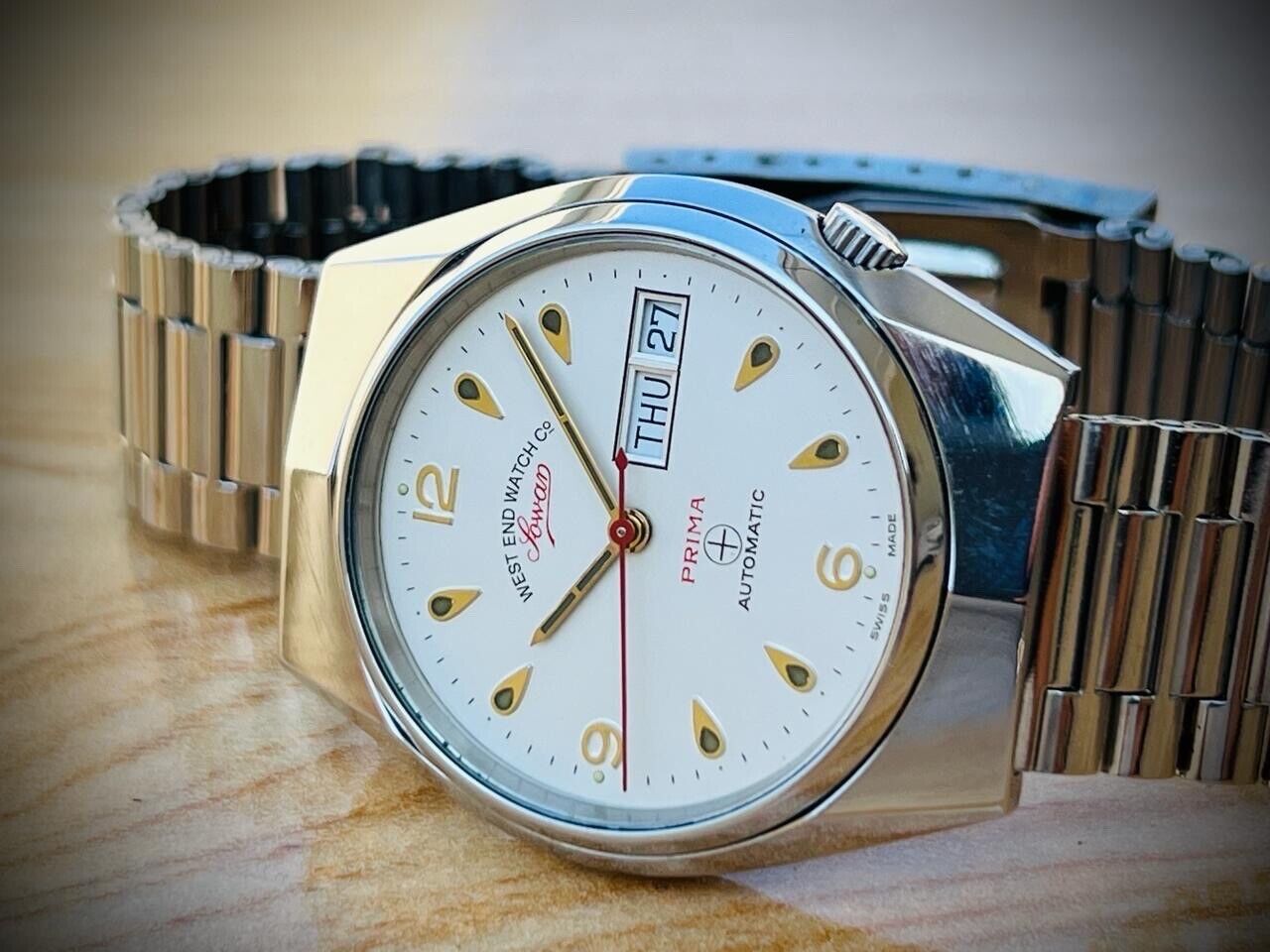 Vintage West End Rare White Dial 36mm Automatic Gents Watch Swiss Made, Perfect