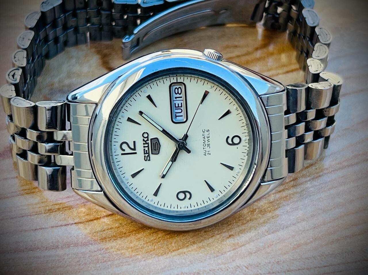 Mens Watch Seiko 5 Automatic 21 Jewels Radium Dial Ref:7S26-03J0, Japan 38mm