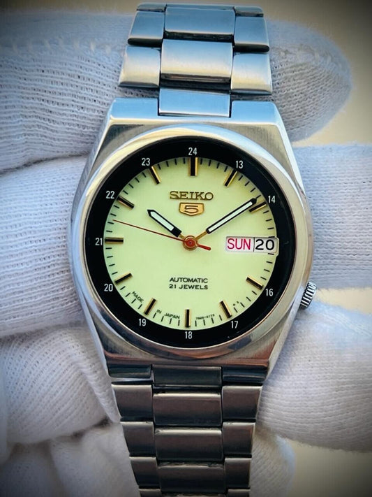 Vintage Seiko 5 Automatic Railway Radium Dial 21J 7s26-0380, 35mm Mens Watch