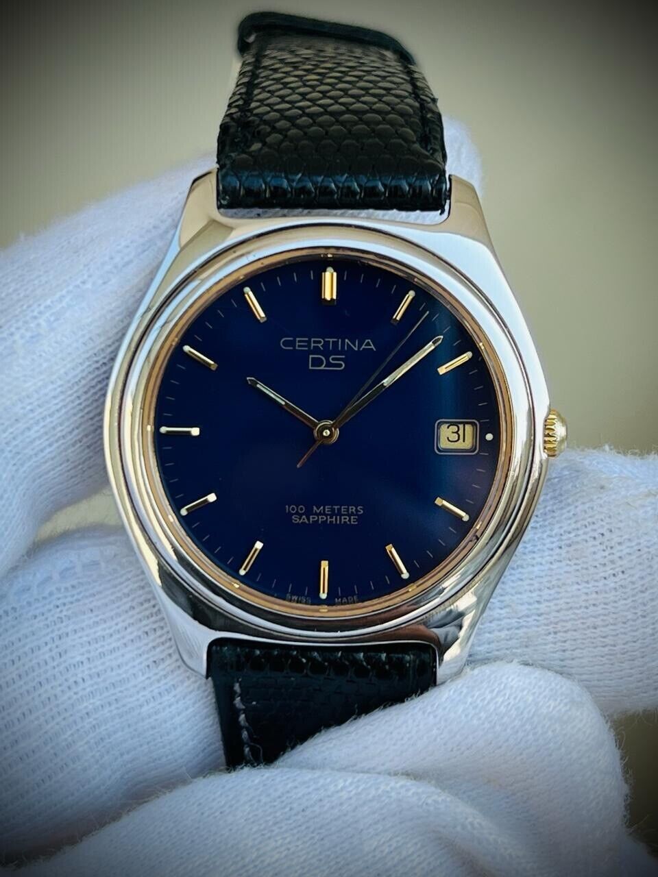 Certina DS 100m Sapphire Quartz Mens Watch 35mm, Swiss Made, Dress Watch