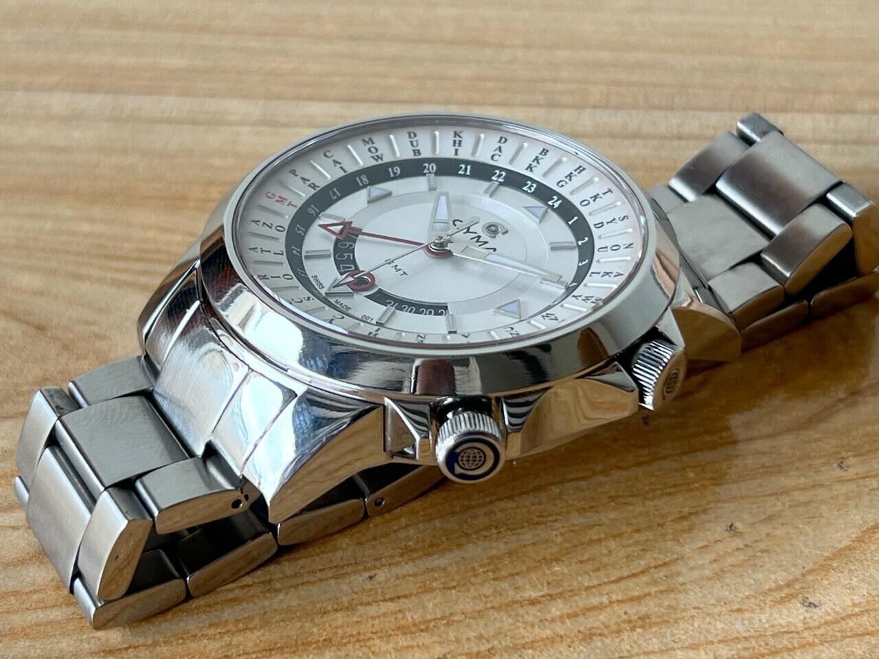 Vintage Cyma GMT Quartz 46mm Men’s Watch, Perfect