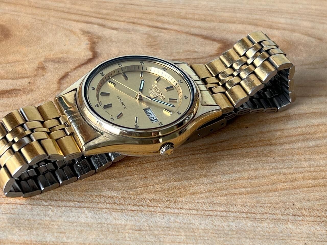 Vintage Seiko 5 Gold Dial 6309-8920 Automatic 35mm Men’s Watch, Perfect