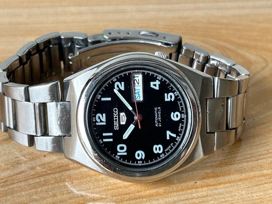 Seiko 5 Black Dial 7s26-02s0 Automatic 21 Jewels 36mm Men’s Watch, Perfect