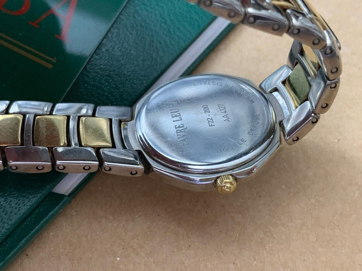 Vintage Favre Leuba Geneve 2/Tone White Ladies Watch Luxury Quartz, Swiss Made