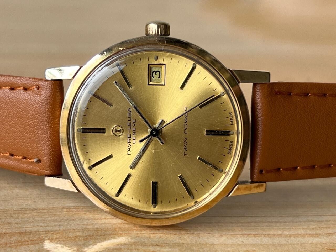 Vintage Favre Leuba Geneve Twin Power 35mm Automatic Men’s Watch, Perfect