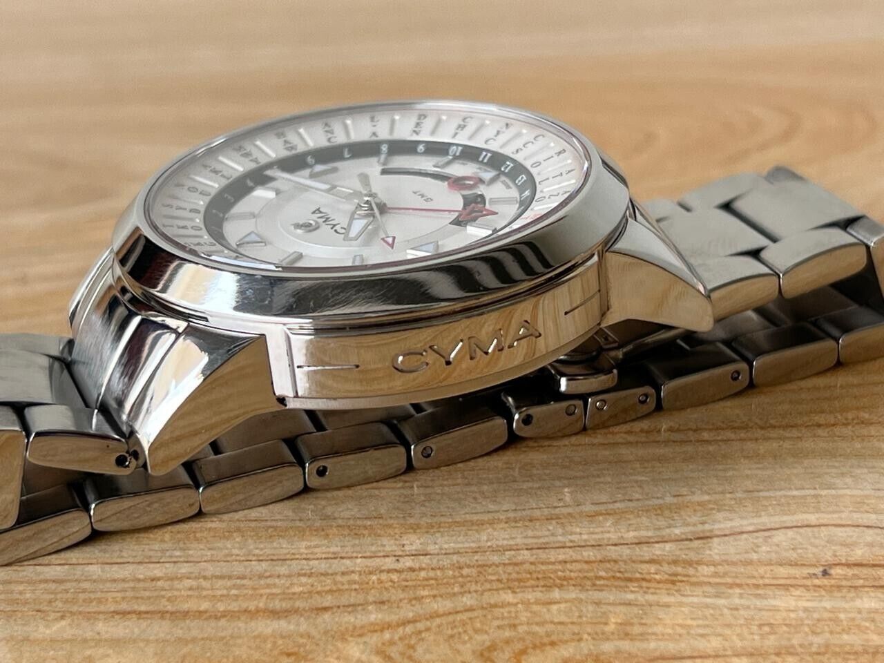 Vintage Cyma GMT Quartz 46mm Men’s Watch, Perfect