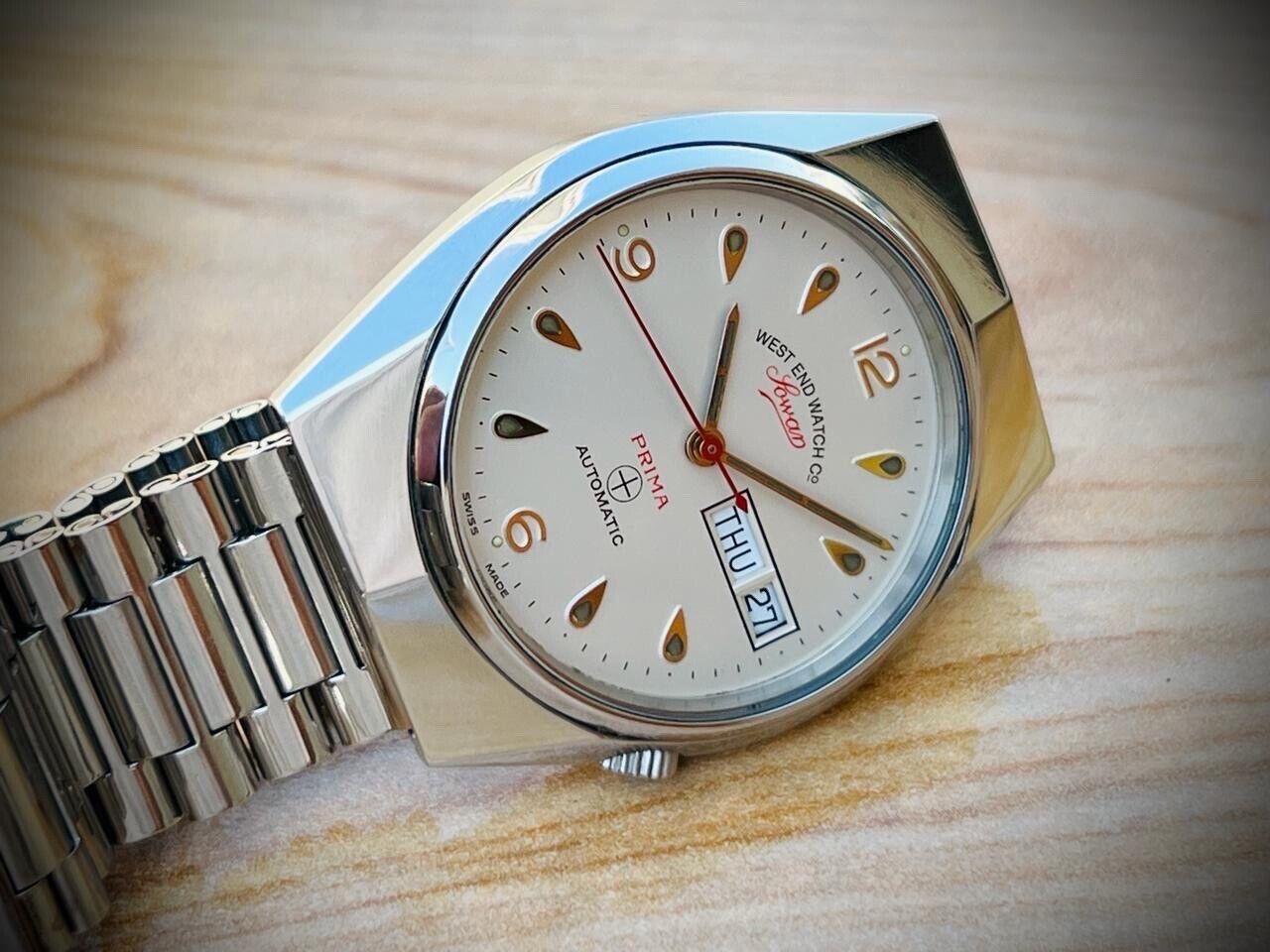 Vintage West End Rare White Dial 36mm Automatic Gents Watch Swiss Made, Perfect