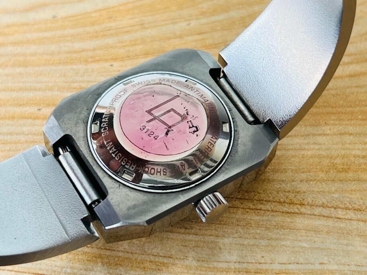 Vintage Louis Rossel Retro Purple Dial 29mm Automatic Ladies Watch NOS + Tag