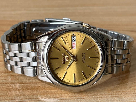 Seiko 5 Gold Dial 7s26-01r0 Automatic 21 Jewels 37mm Men’s Watch, Perfect