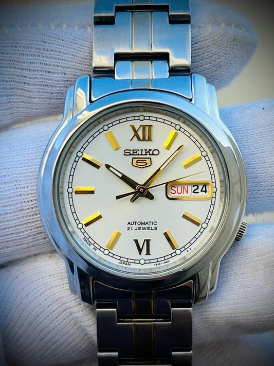 Seiko 5 Automatic White Dial 21 Jewels 7s26-03S0 Japan 37mm