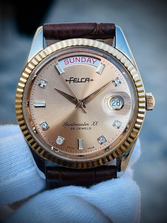 Vintage Watch Felca Sportmaster XX Rare Diamond Dial, 8521 Automatic 38mm