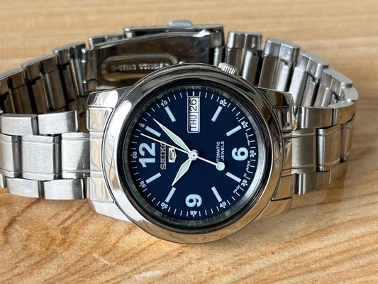 Seiko 5 Blue Dial 7s26-02w0 Automatic 21 Jewels 39mm Men’s Watch, Perfect