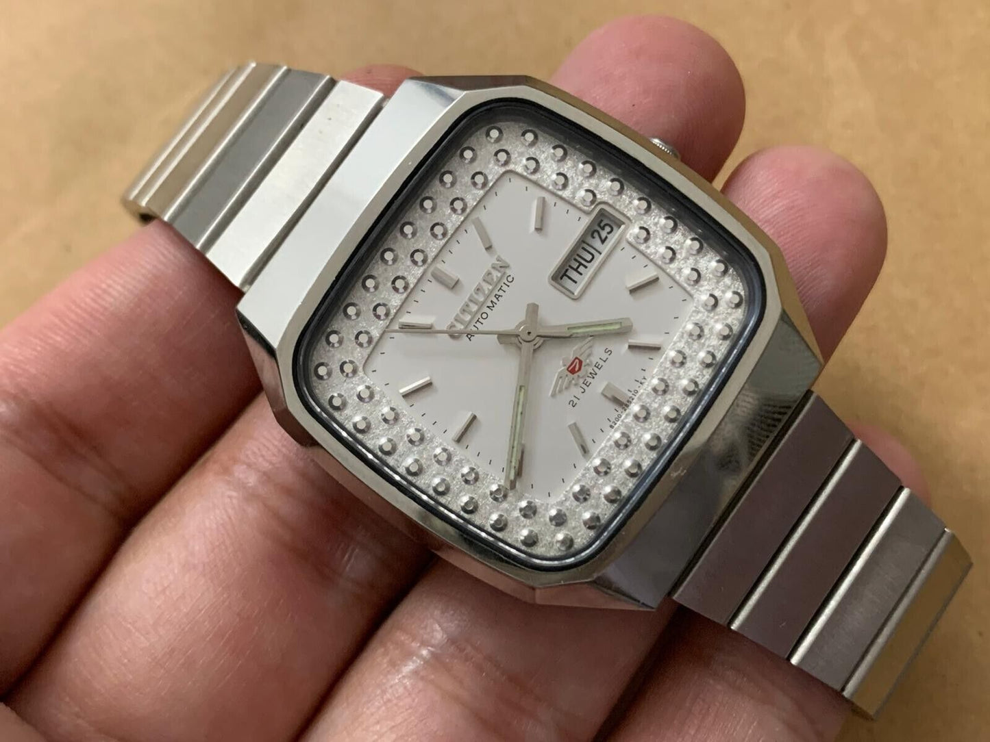 Vintage Watch Citizen NOS White Dial Automatic 21 Jewels 36mm Japan