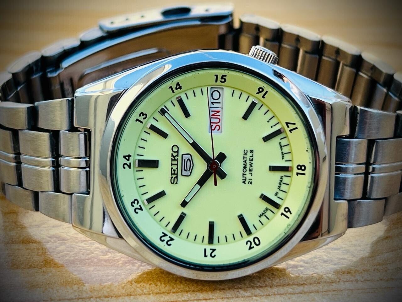Seiko 5 Automatic Railway Radium Dial 21 Jewels 7s26-02C0, 35mm Gents Watch #869
