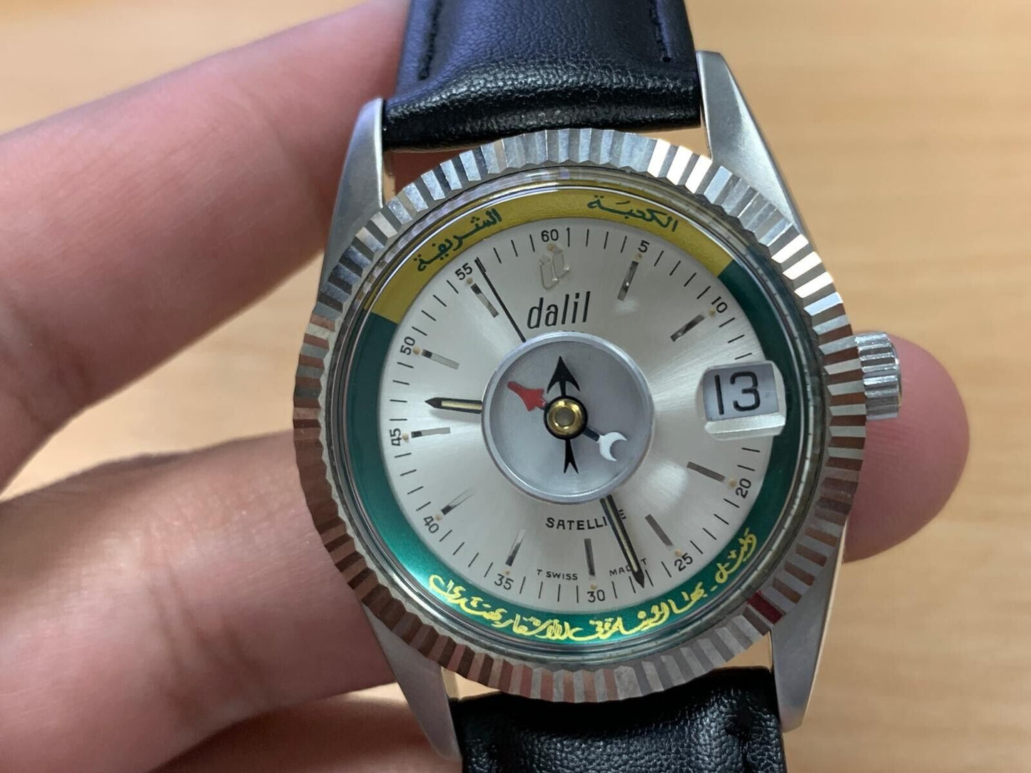 Vintage Dalil Muslim Satellite 1970’s NOS Mens Watch, ETA 2824, Swiss Made 35mm