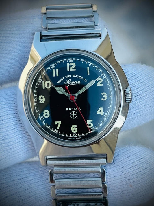 Vintage West End Black Dial Manual Wind Gents Watch 34mm, Swiss Made
