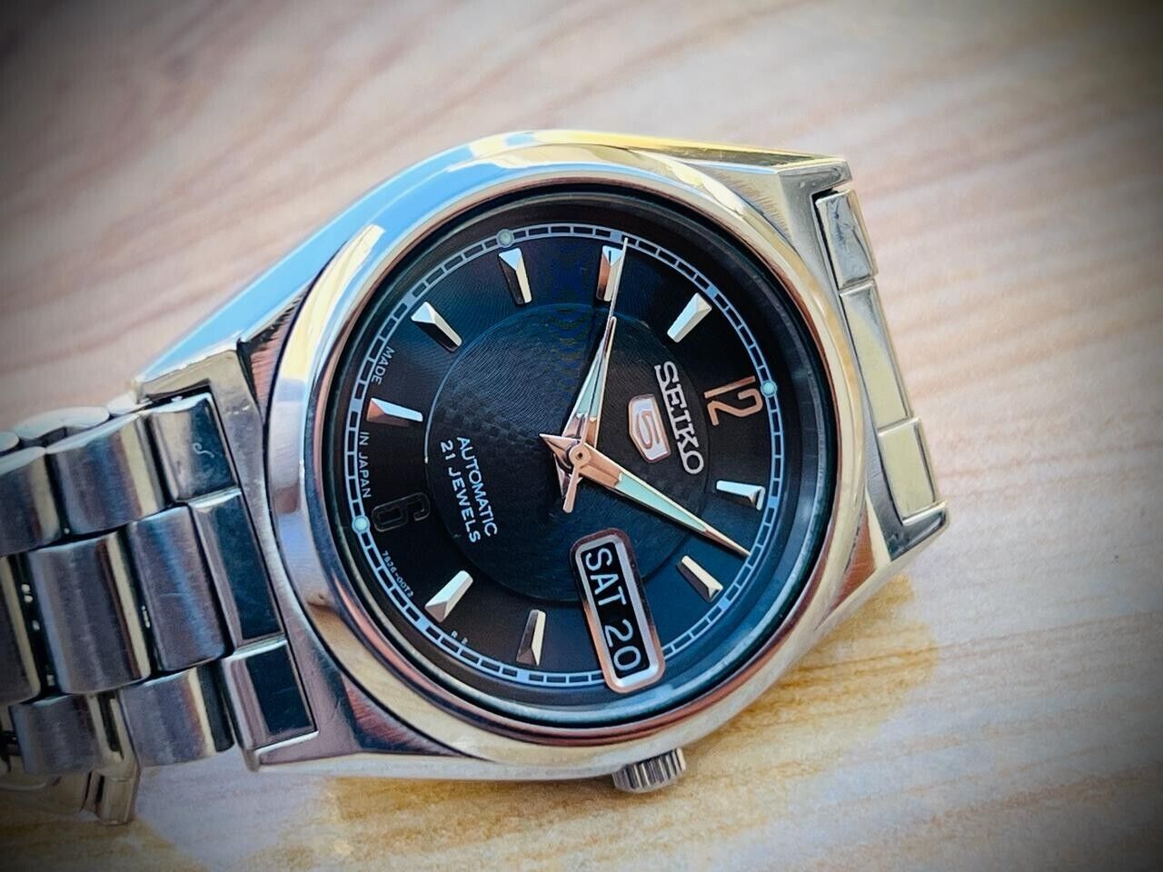 Seiko 5 Automatic Black Dial 21 Jewels 7s26-0450 Japan 34mm