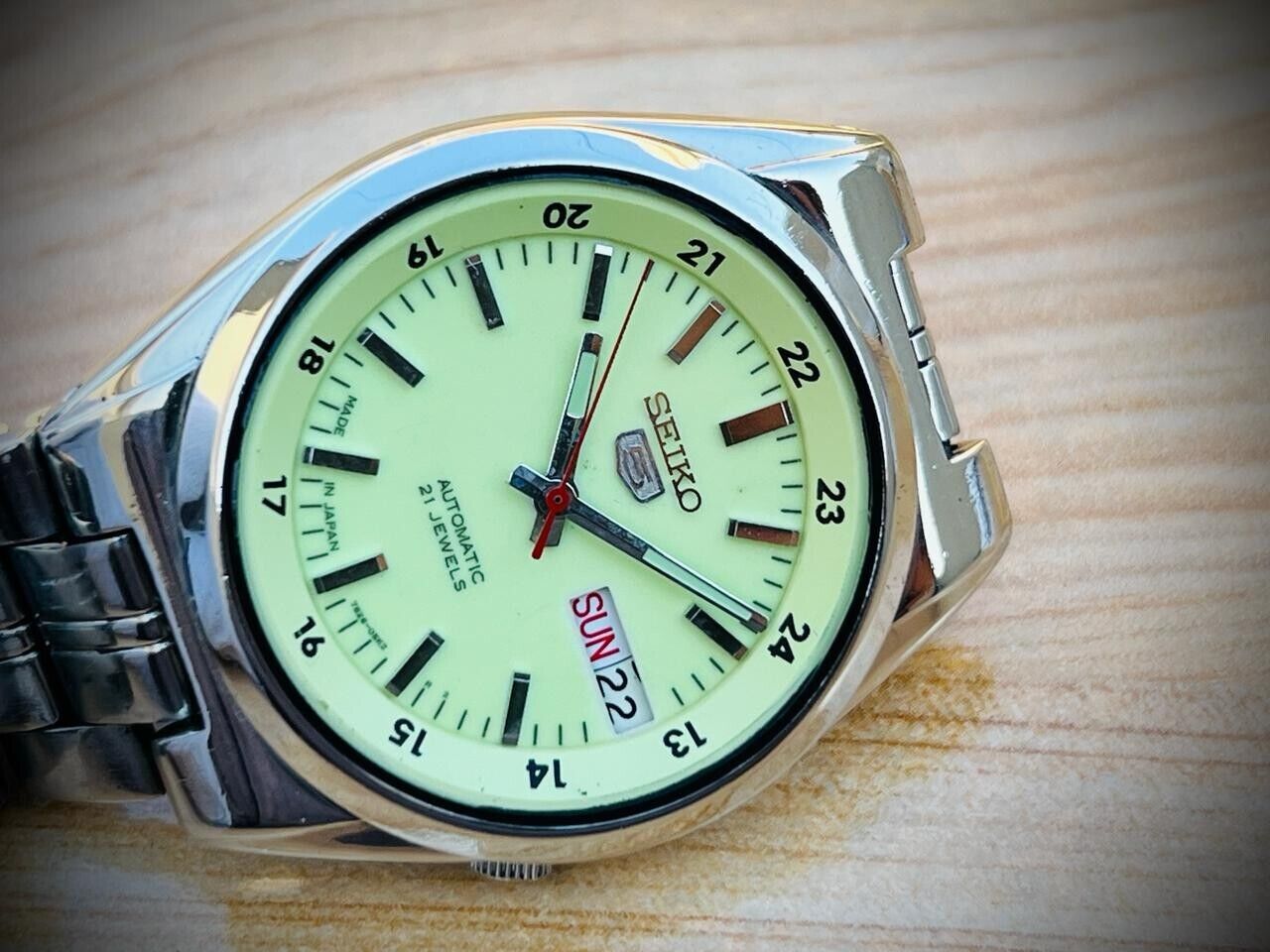 Seiko 5 Automatic Railway Radium Dial 21 Jewels 7s26-00X0, 36mm Gents Watch #804