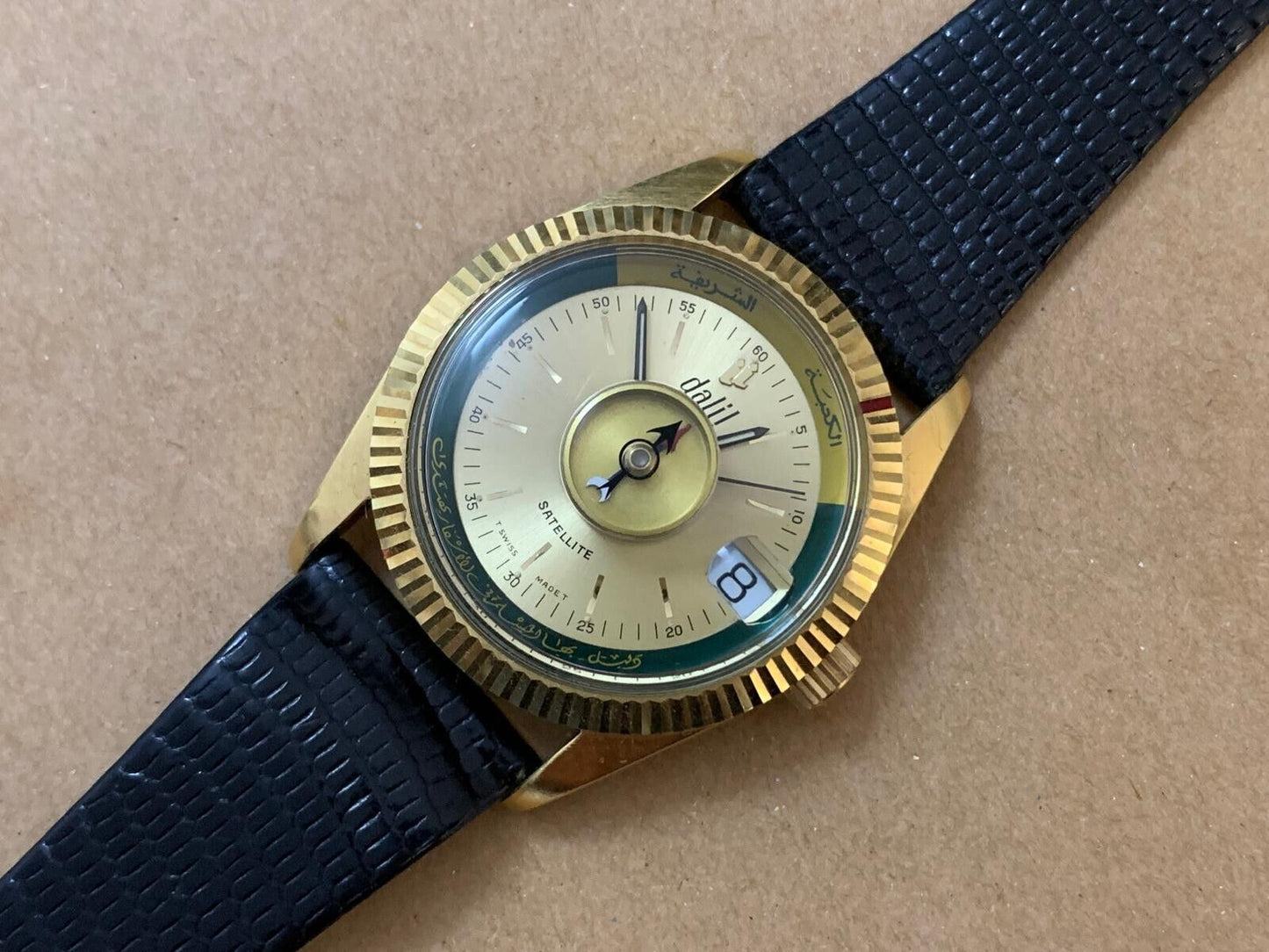 Vintage Dalil Muslim Satellite 1970’s NOS Mens Watch, ETA 2824, Swiss Made 35mm