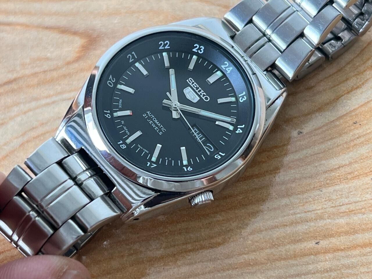 Seiko 5 Railway Dial 7s26-02v0 Automatic 21 Jewels 35mm Men’s Watch, Perfect