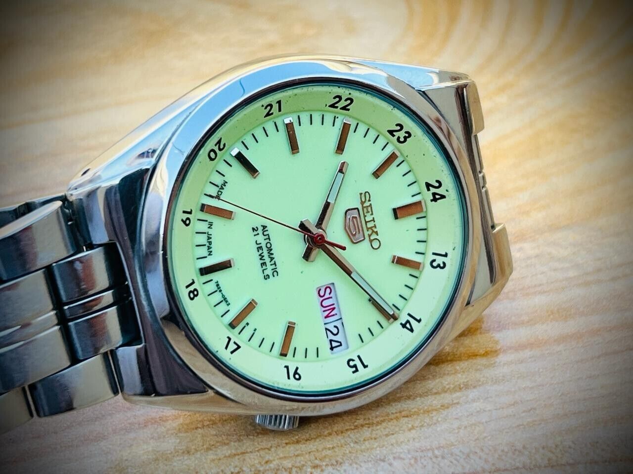Seiko 5 Automatic Railway Radium Dial 21 Jewels 7s26-02F0, 37mm Mens Watch