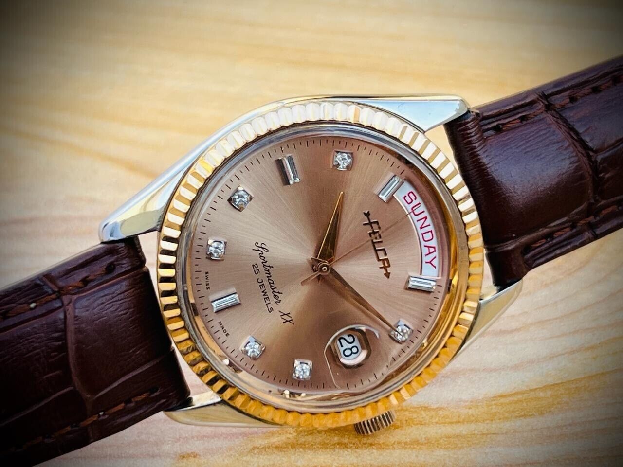 Vintage Watch Felca Sportmaster XX Rare Diamond Dial, 8521 Automatic 38mm
