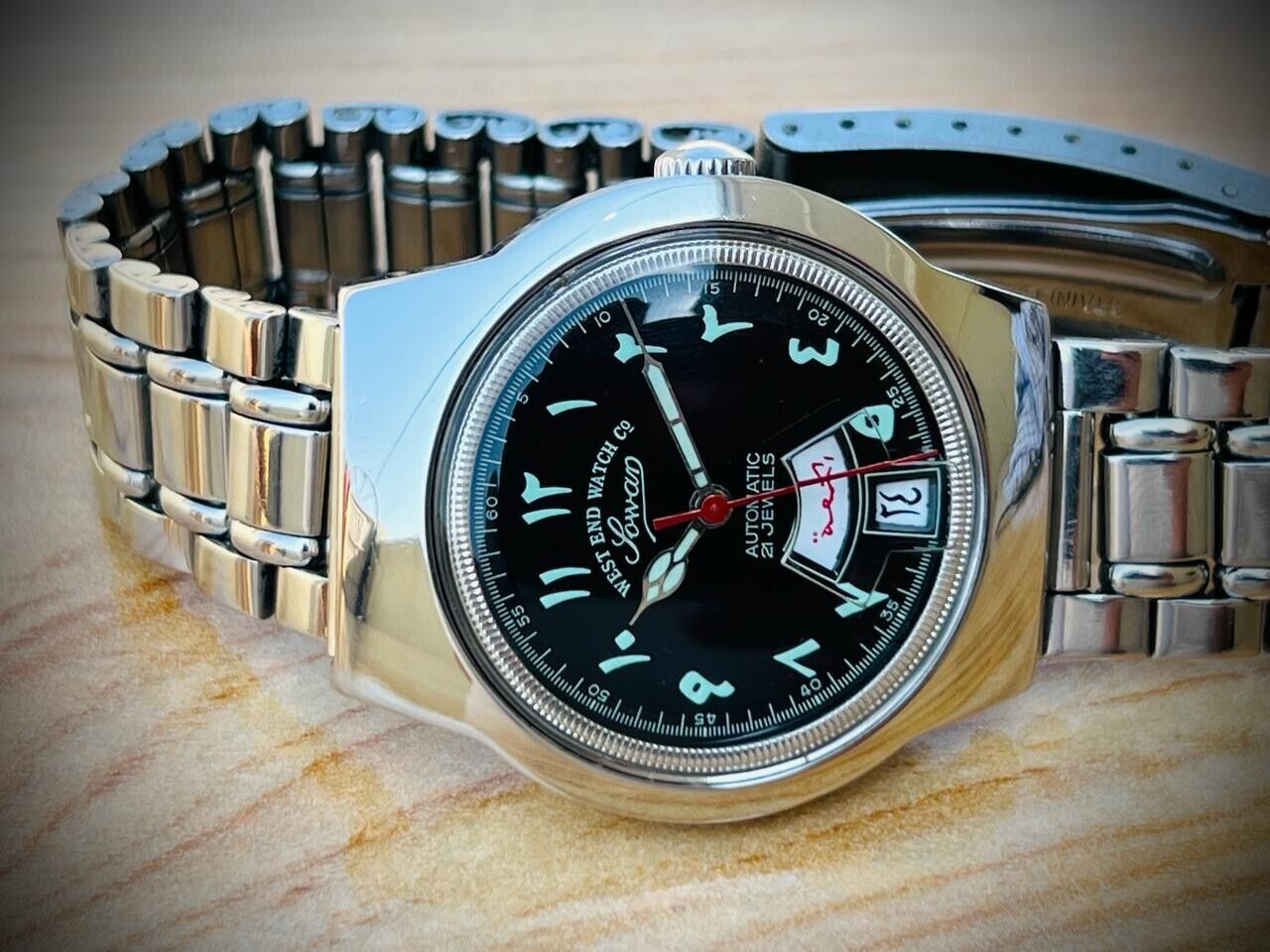 Vintage West End Black Arabic Dial 36mm Automatic Gents Watch Swiss, Perfect