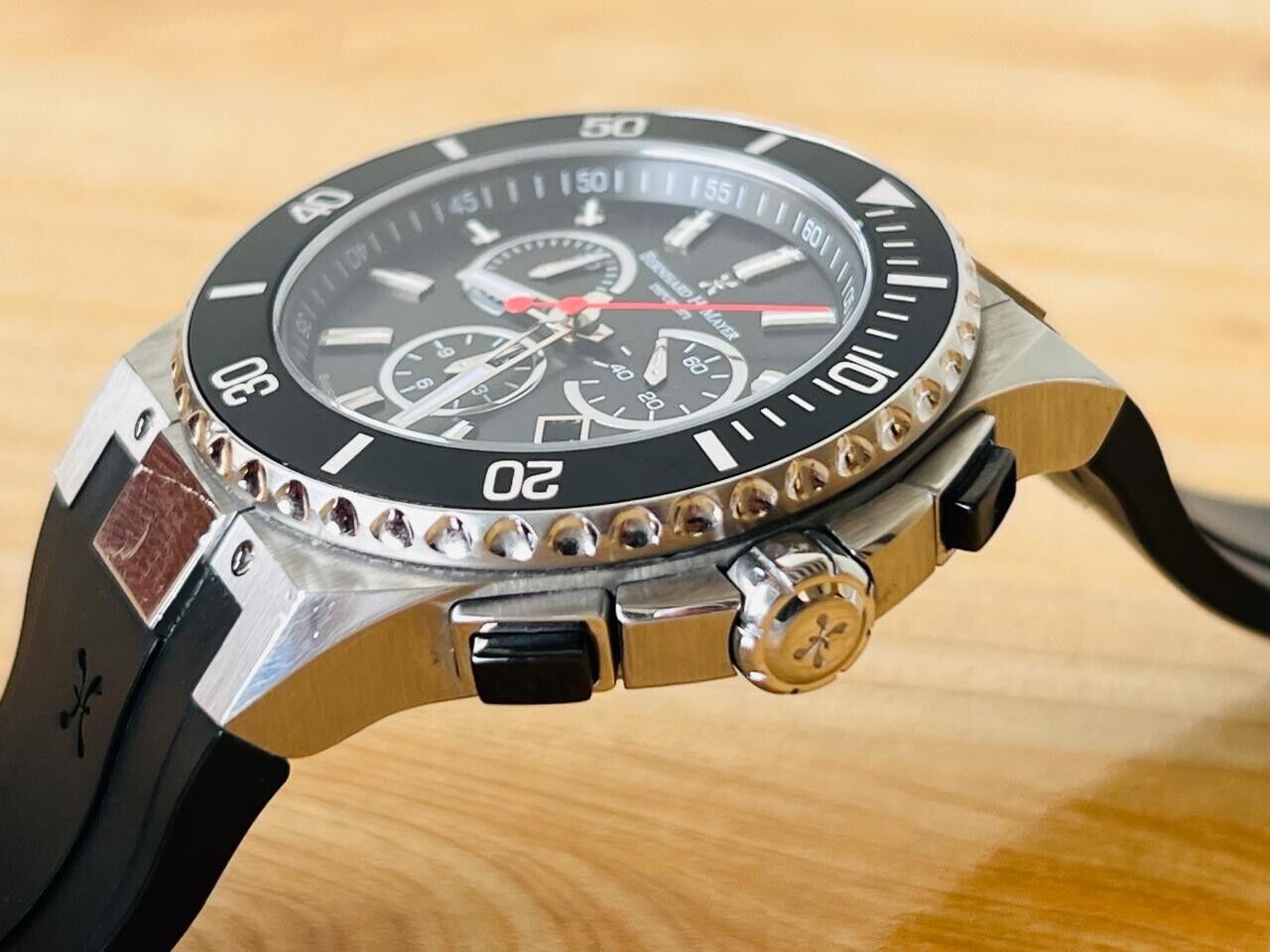Bernhard H. Mayer Chronograph Ceramic Bezel Quartz Gents Watch, Perfect, 44mm