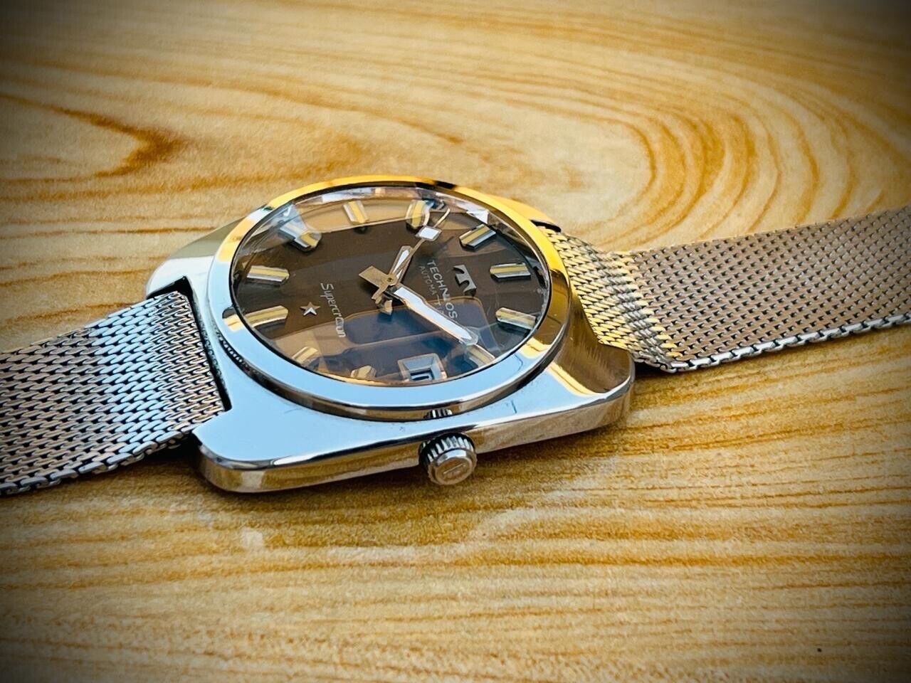 Vintage Technos Supercran 37mm Automatic Mens Watch, Swiss, Perfect