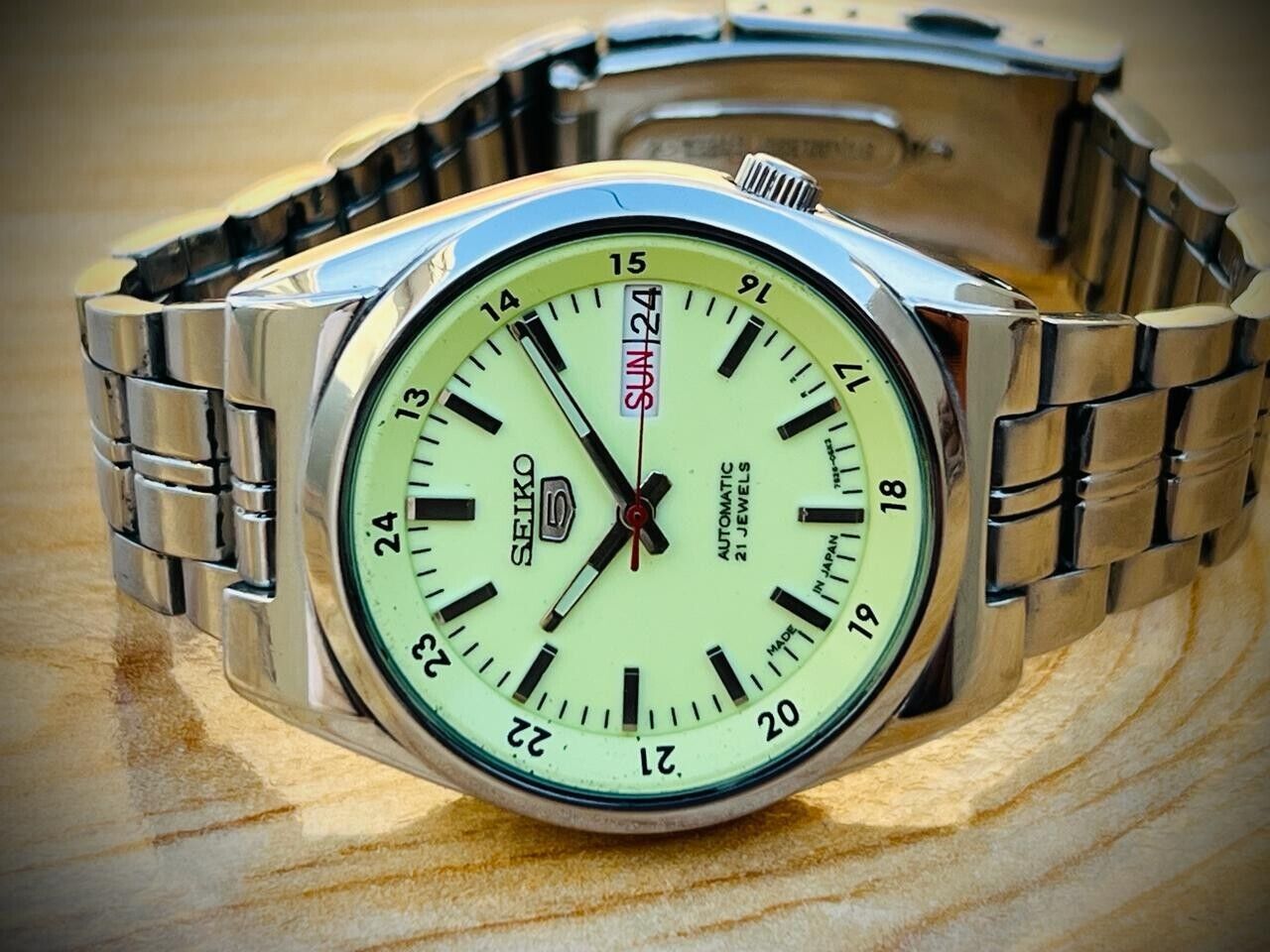 Seiko 5 Automatic Railway Radium Dial 21 Jewels 7s26-02F0, 37mm Mens Watch
