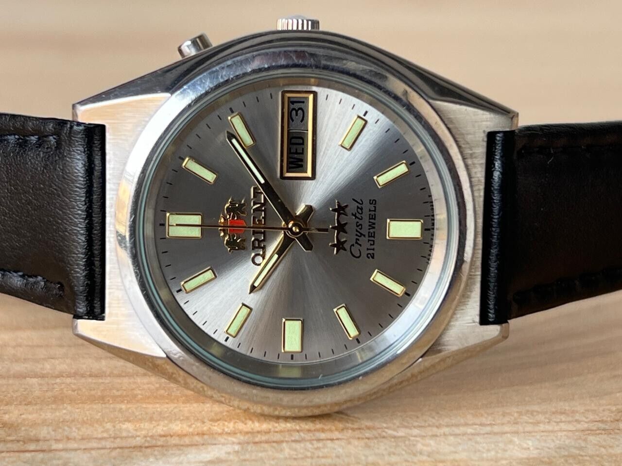 Vintage Orient 3 Star Silver NOS Automatic 36mm Men’s Watch, Perfect