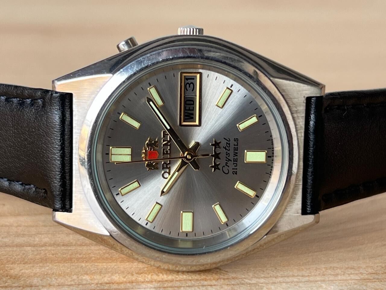 Vintage Orient 3 Star Silver NOS Automatic 36mm Men’s Watch, Perfect