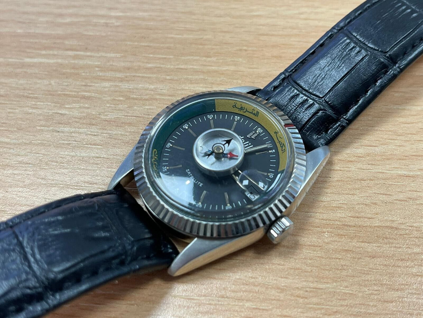 Vintage Dalil Muslim Satellite 1970’s NOS Mens Watch, ETA 2824, Swiss Made 35mm