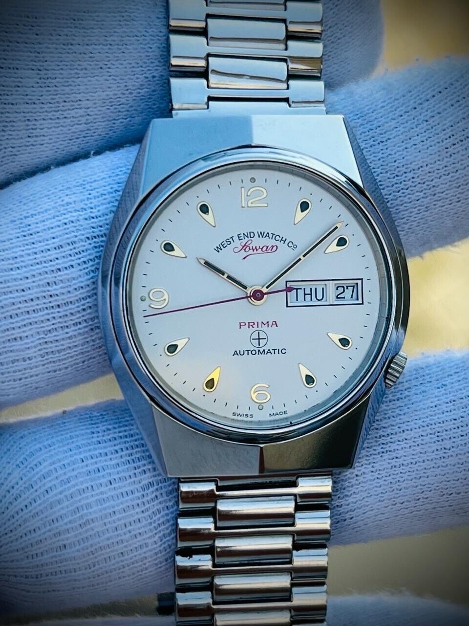Vintage West End Rare White Dial 36mm Automatic Gents Watch Swiss Made, Perfect
