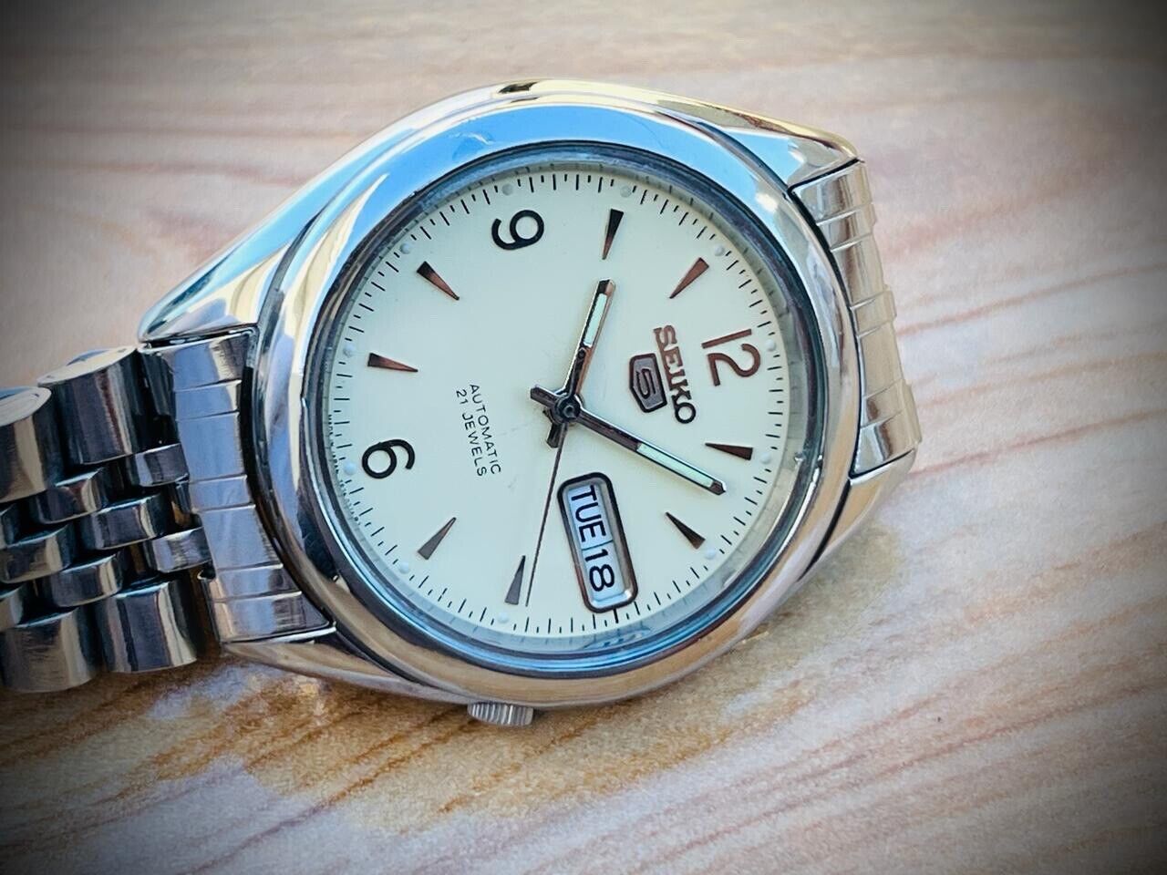 Mens Watch Seiko 5 Automatic 21 Jewels Radium Dial Ref:7S26-03J0, Japan 38mm