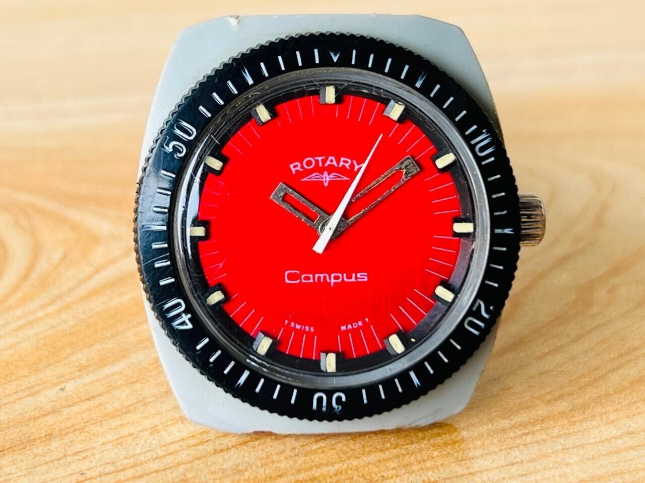 Vintage Rotary Campus Red Dial Manual Wind Mens Watch, Swiss Made