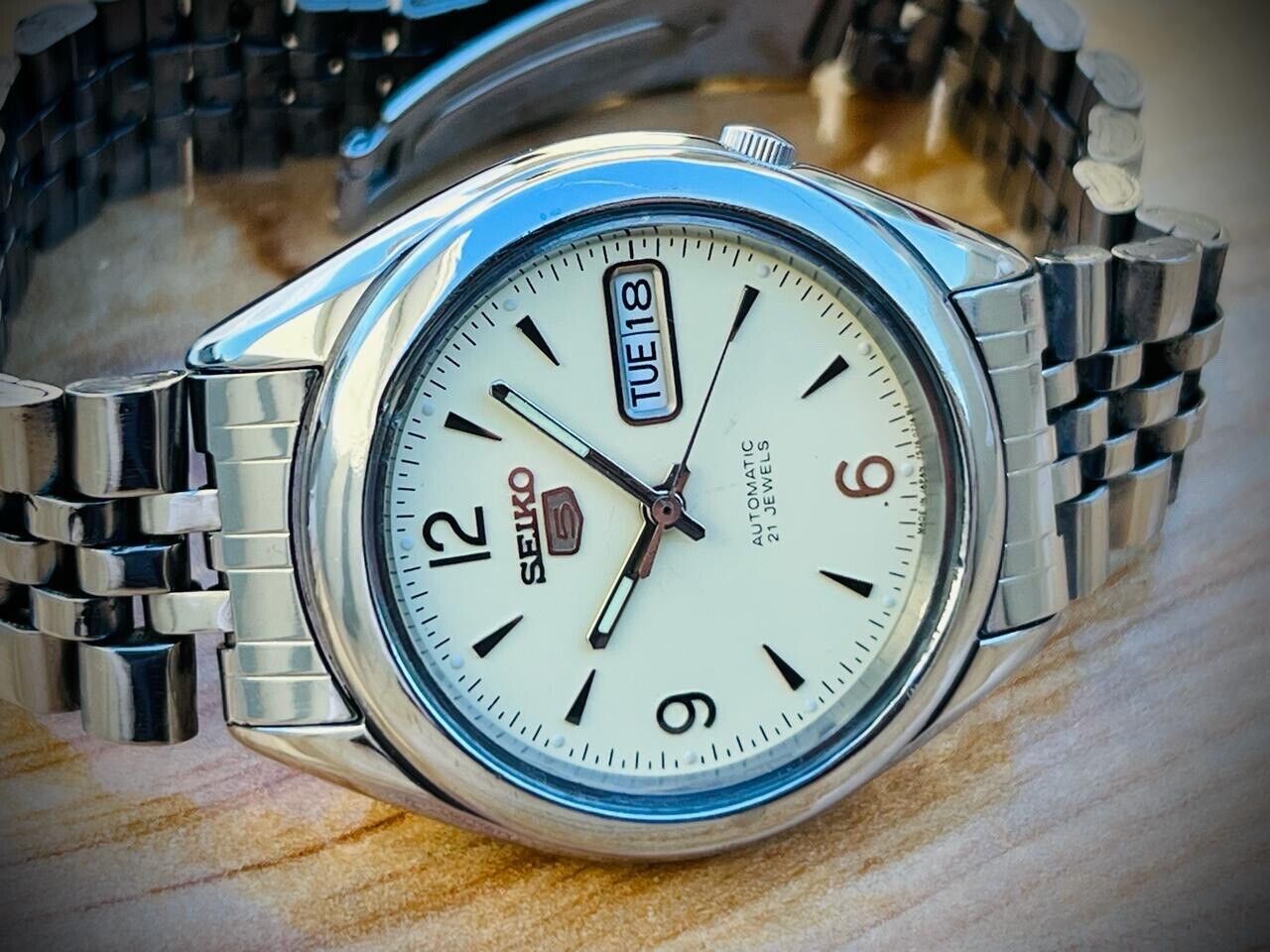 Mens Watch Seiko 5 Automatic 21 Jewels Radium Dial Ref:7S26-03J0, Japan 38mm