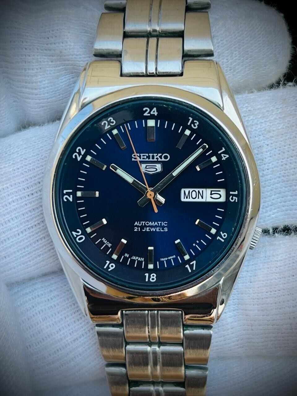 Seiko 5 Automatic Railway Blue Dial 21 Jewels 7s26-02C0, 38mm Gents Watch #804