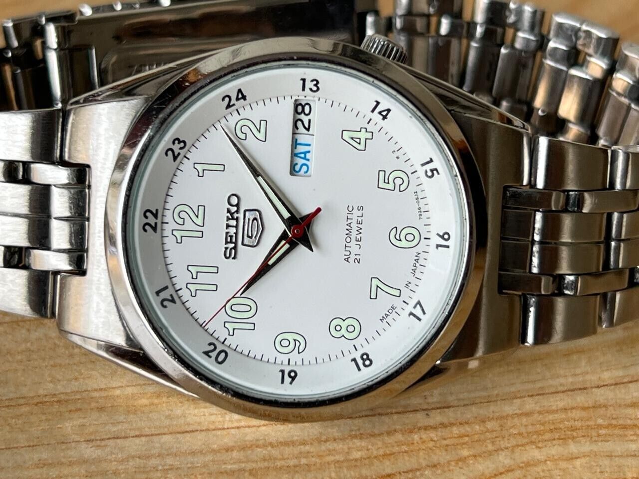 Seiko 5 Railway Dial 7s26-02c0 Automatic 21 Jewels 35mm Men’s Watch, Perfect