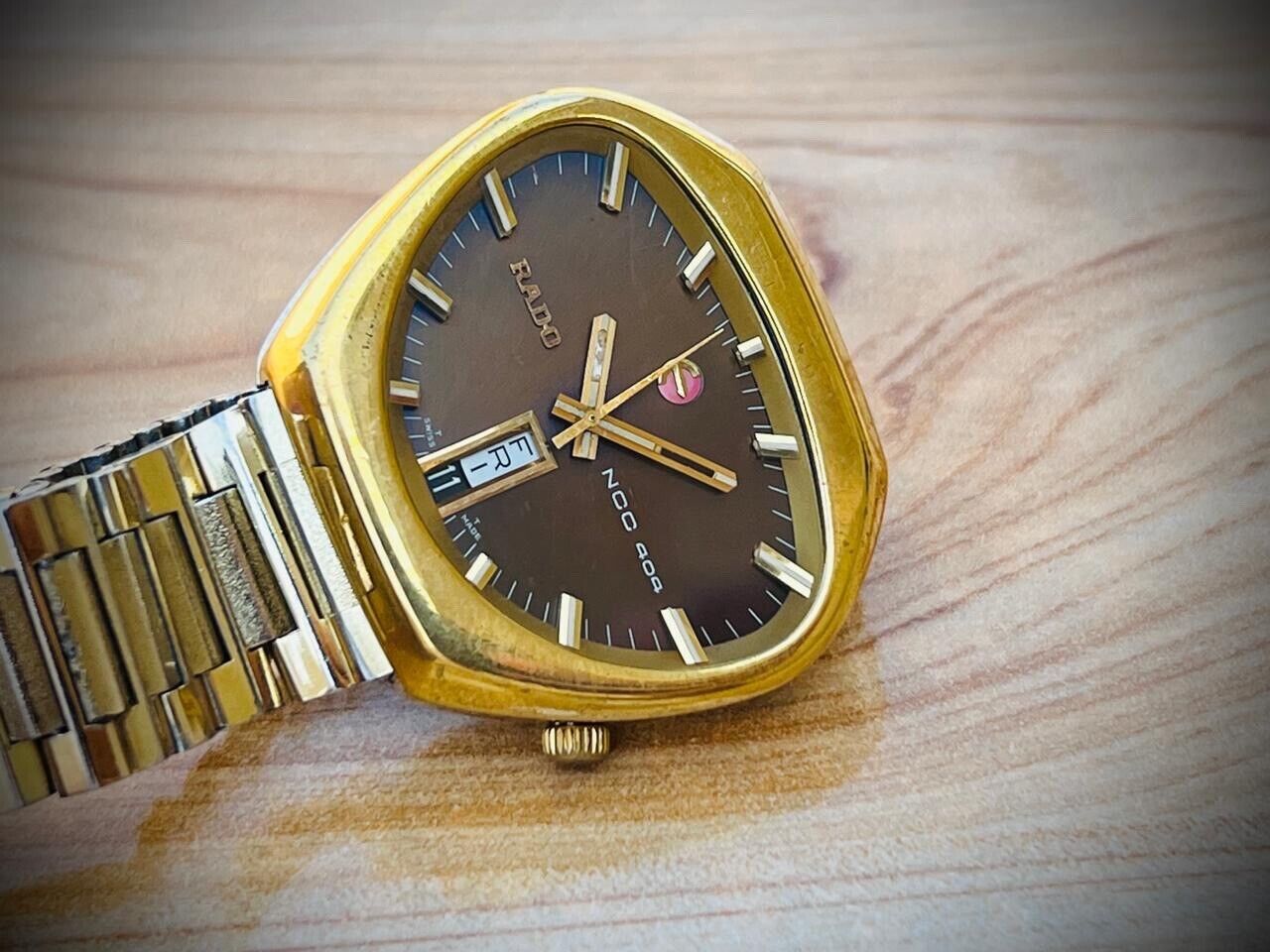 Vintage Rado NCC 404 NOS Brown Dial Automatic Mens Watch, Ultra Rare