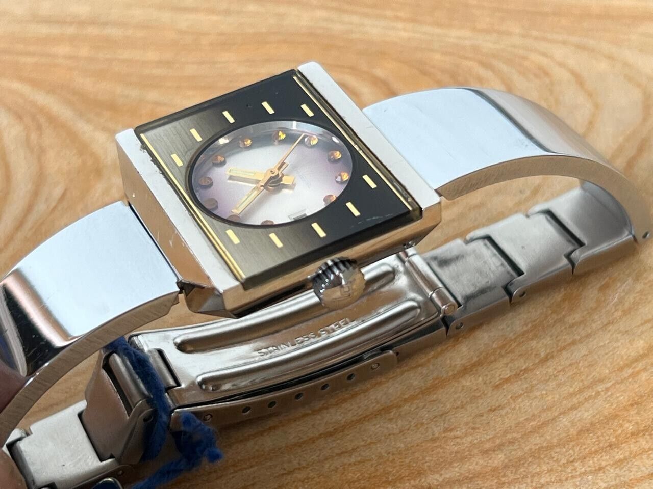 Vintage Louis Rossel Orange Stone Dial 26mm Automatic Ladies Watch NOS + Tag