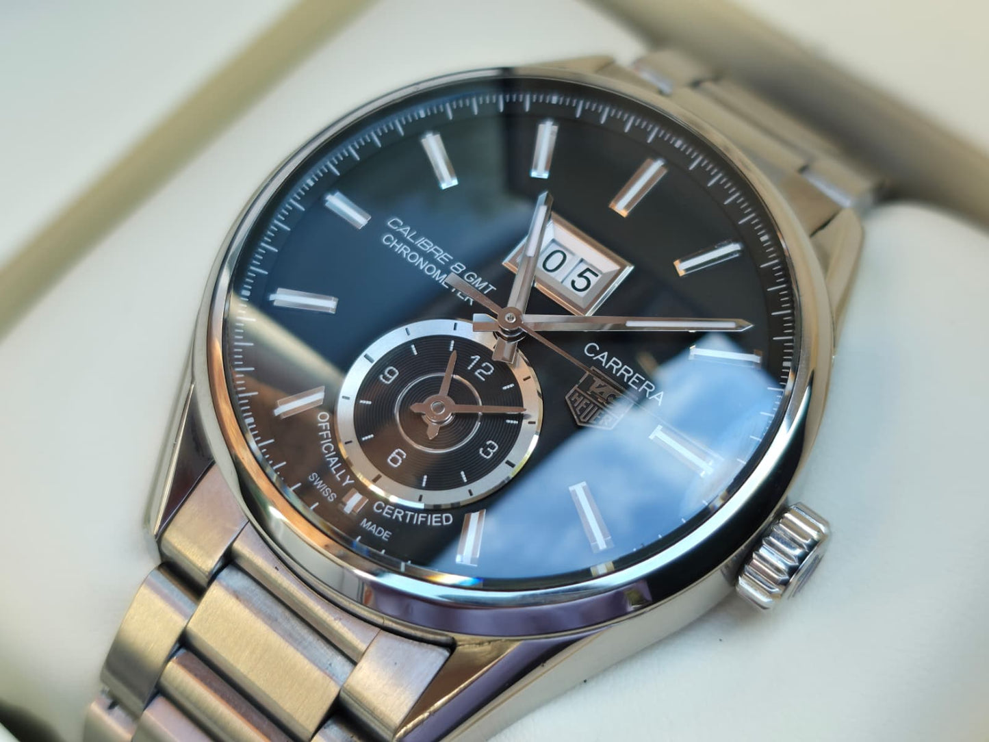 Tag Heuer Carrera Caliber 8 GMT WAR5010 Watch + Box Papers & Card 2014, Perfect