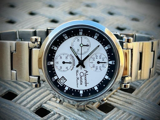 Alexandre Christie Chronograph 30m White Dial Sapphire Japan Made 38mm - Grab A Watch Co